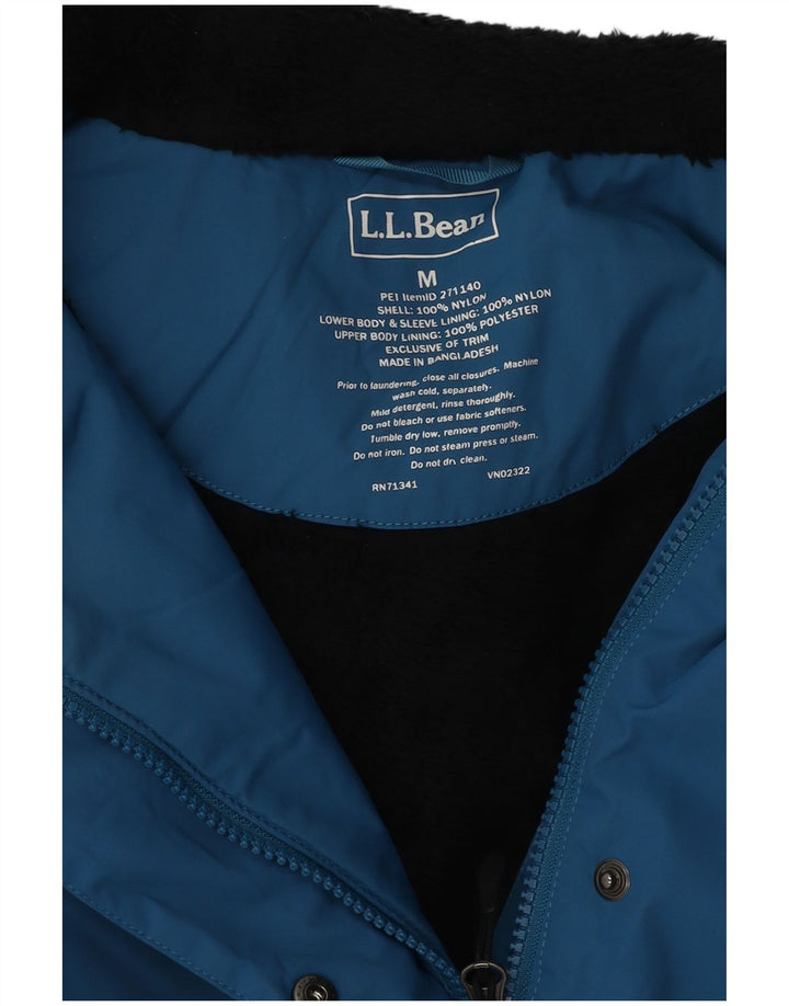 L.L.BEAN Womens Hooded Windbreaker Jacket UK 14 Medium Blue Nylon