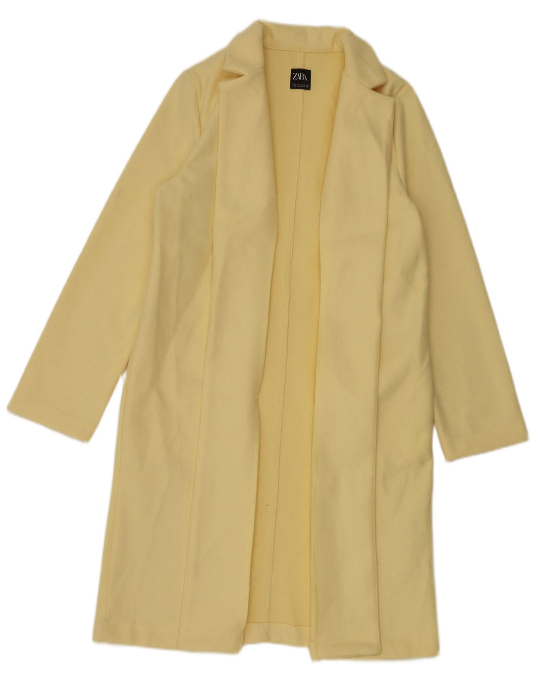 Zara Γυναικείο Ανοιχτό Παλτό UK 16 Large Yellow Polyester