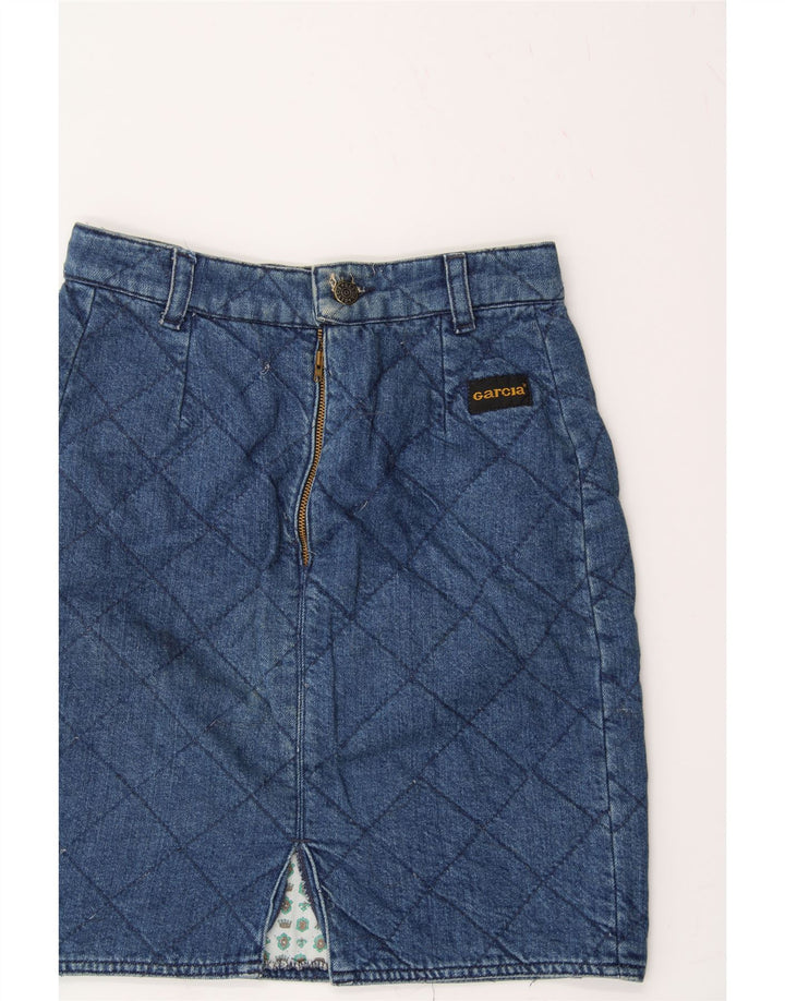 GARCIA Womens Denim Skirt W26 Small Blue Argyle/Diamond Wool Vintage Garcia and Second-Hand Garcia from Messina Hembry 