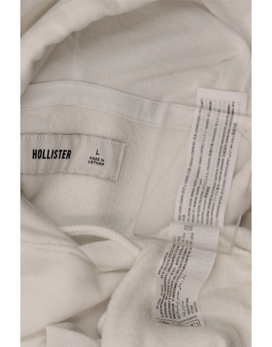 HOLLISTER Ανδρικό μπλουζάκι με κουκούλα μεγάλο λευκό βαμβακερό