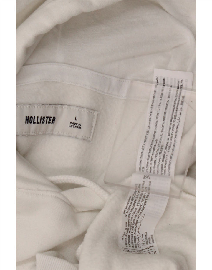 HOLLISTER Ανδρικό μπλουζάκι με κουκούλα μεγάλο λευκό βαμβακερό