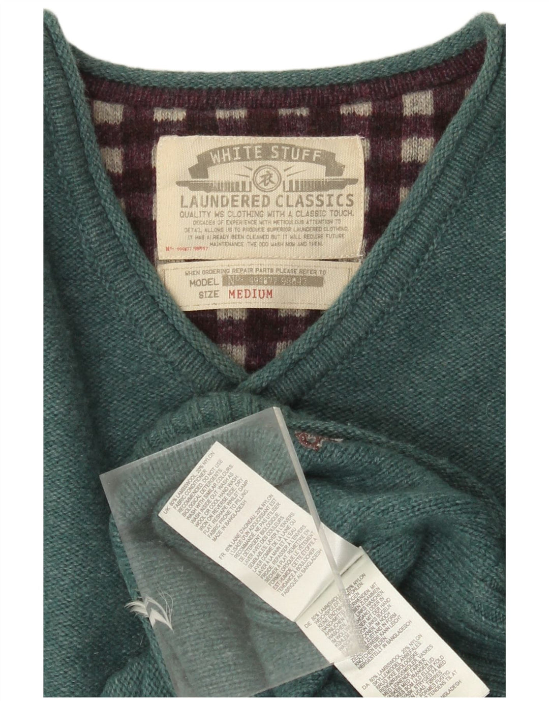 White Stuff Ανδρικό πουλόβερ με λαιμόκοψη σε μεσαίο πράσινο μαλλί αρνιού