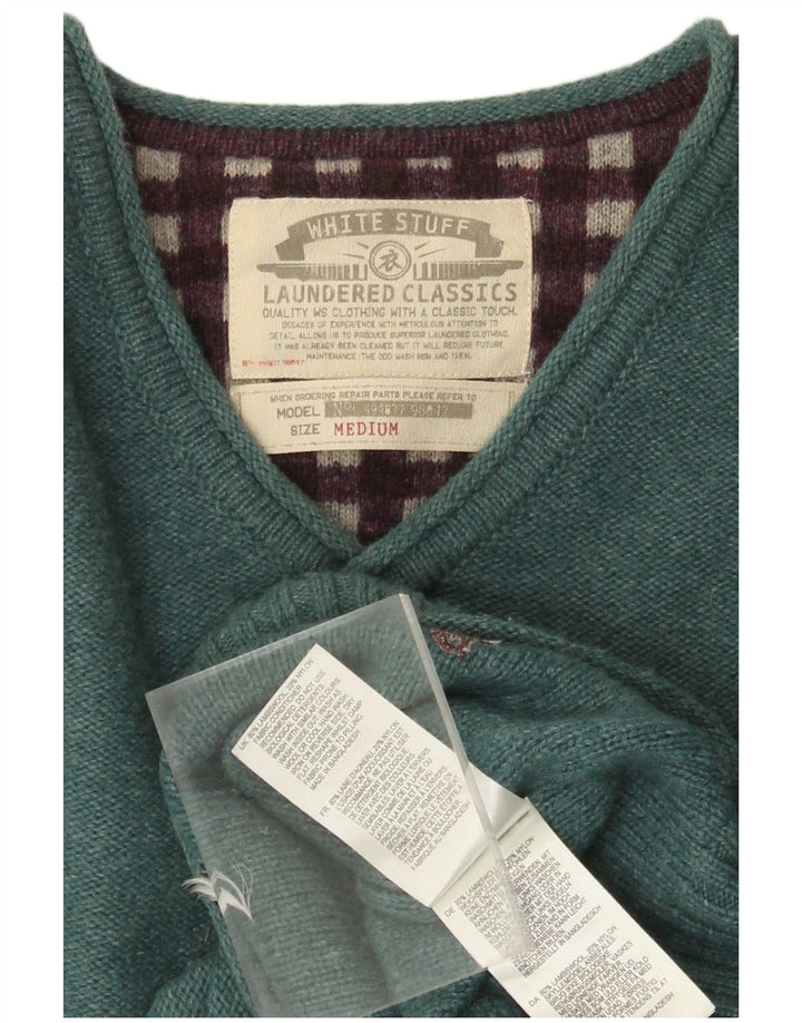 White Stuff Ανδρικό πουλόβερ με λαιμόκοψη σε μεσαίο πράσινο μαλλί αρνιού