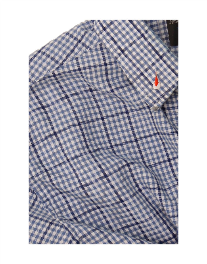 JAMES PRINGLE Mens Shirt Medium Blue Houndstooth Cotton Vintage James Pringle and Second-Hand James Pringle from Messina Hembry 
