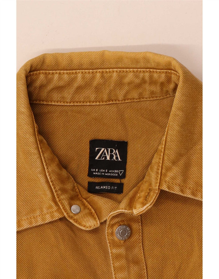 Ανδρικό τζιν πουκάμισο Zara με Χαλαρή Εφαρμογή Μικρό Κίτρινο