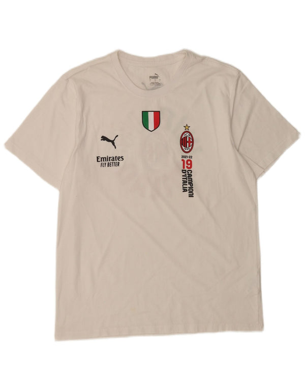 Γραφικό T-Shirt Puma Mens AC Milan Top μεγάλο λευκό βαμβακερό