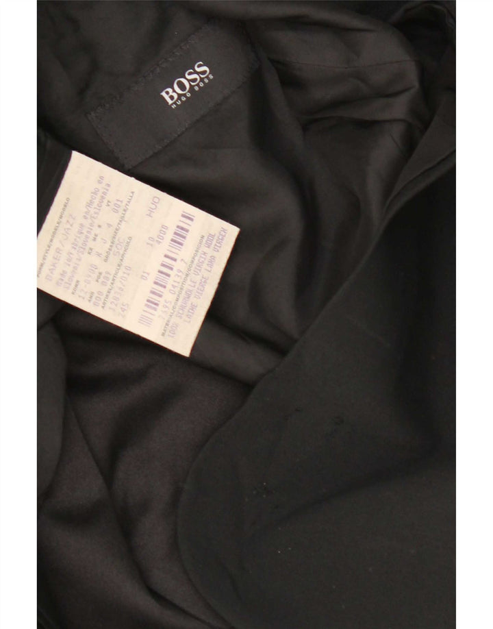 Ανδρικό σακάκι σακάκι 3 κουμπιών Hugo Boss UK 38 μεσαίο μαύρο παρθένο μαλλί