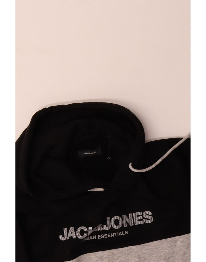 JACK & JONES Ανδρικό γραφικό μπλουζάκι με κουκούλα, μικρό μαύρο χρώμα, βαμβακερό