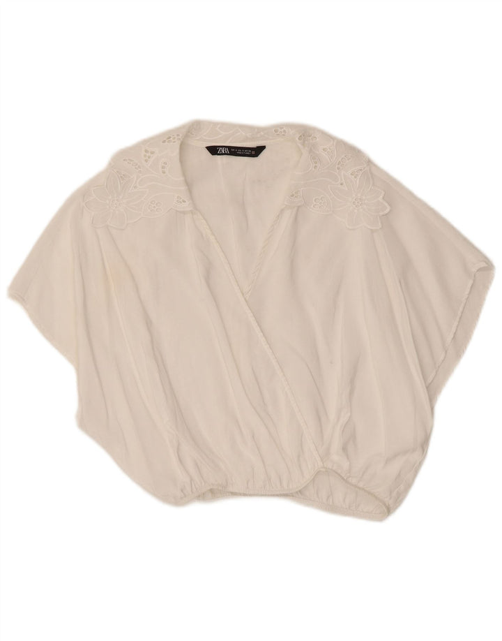 Zara Γυναικεία Μπλούζα Crop Top UK 10 Small White