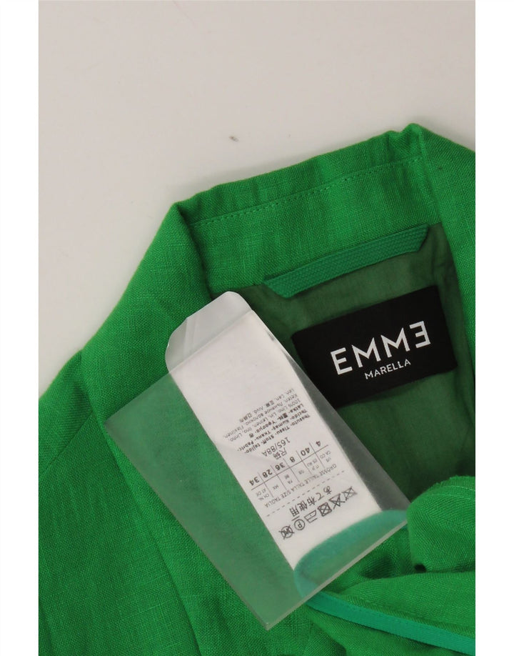 Marella Γυναικείο Μπουφάν EMME με 1 κουμπί UK 8 Μικρό Πράσινο Λινό