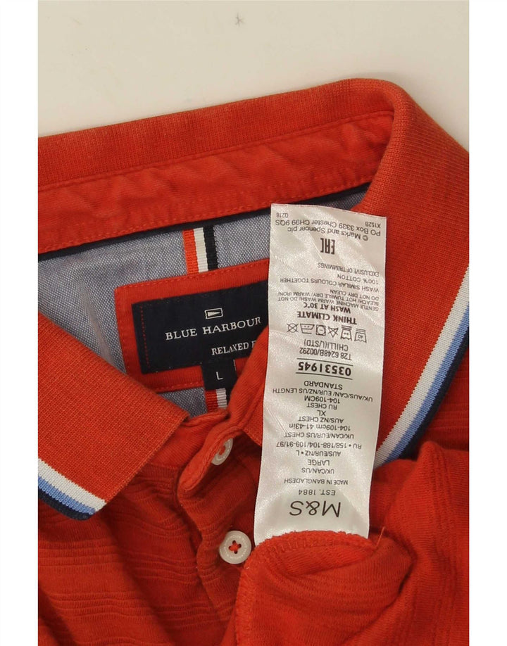 Marks & Spencer Ανδρικό Μπλου Χάρμπορ Μπλουζάκι Πόλο Χαλαρής Εφαρμογής Μεγάλο Πορτοκαλί