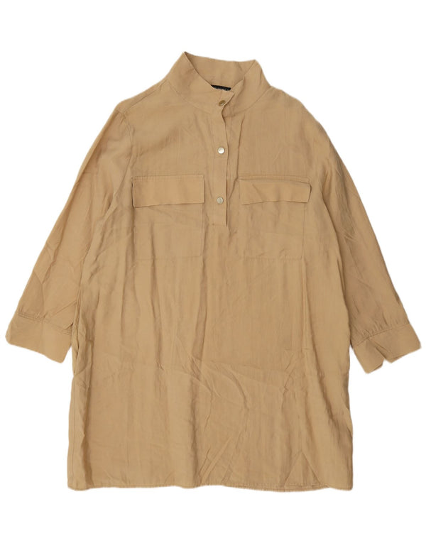 Zara Γυναικείο πουκάμισο φόρεμα UK 18 XL Beige Lyocell