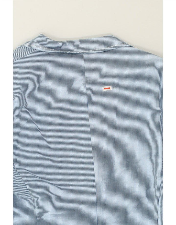 HERNO Womens 1 Button Blazer Jacket IT 48 XL Blue Pinstripe Cotton | Vintage Herno | Thrift | Second-Hand Herno | Used Clothing | Messina Hembry 