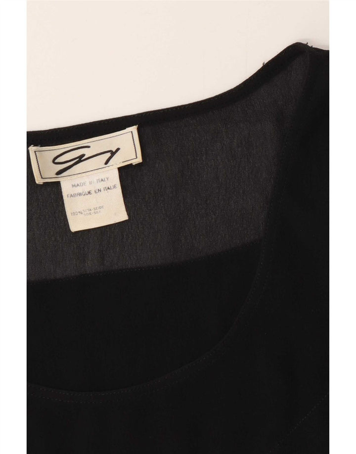 Genny Womens Crop Αμάνικη Μπλούζα Τοπ UK 12 Medium Black Silk