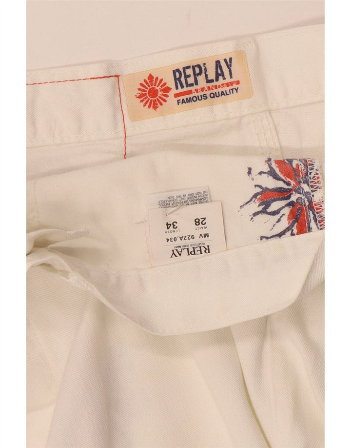 Replay Ανδρικό ίσιο τζιν W28 L30 Λευκό βαμβακερό