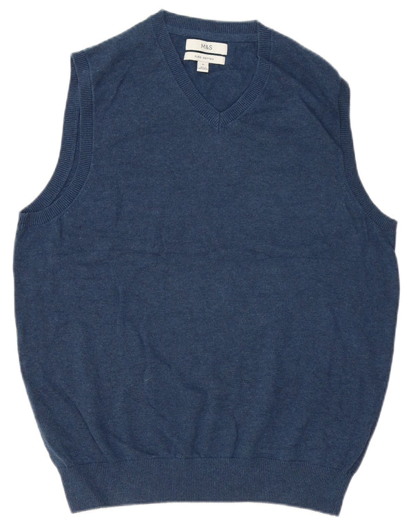 Marks & Spencer Ανδρικό γιλέκο Tank Top Μεσαίο μπλε βαμβακερό
