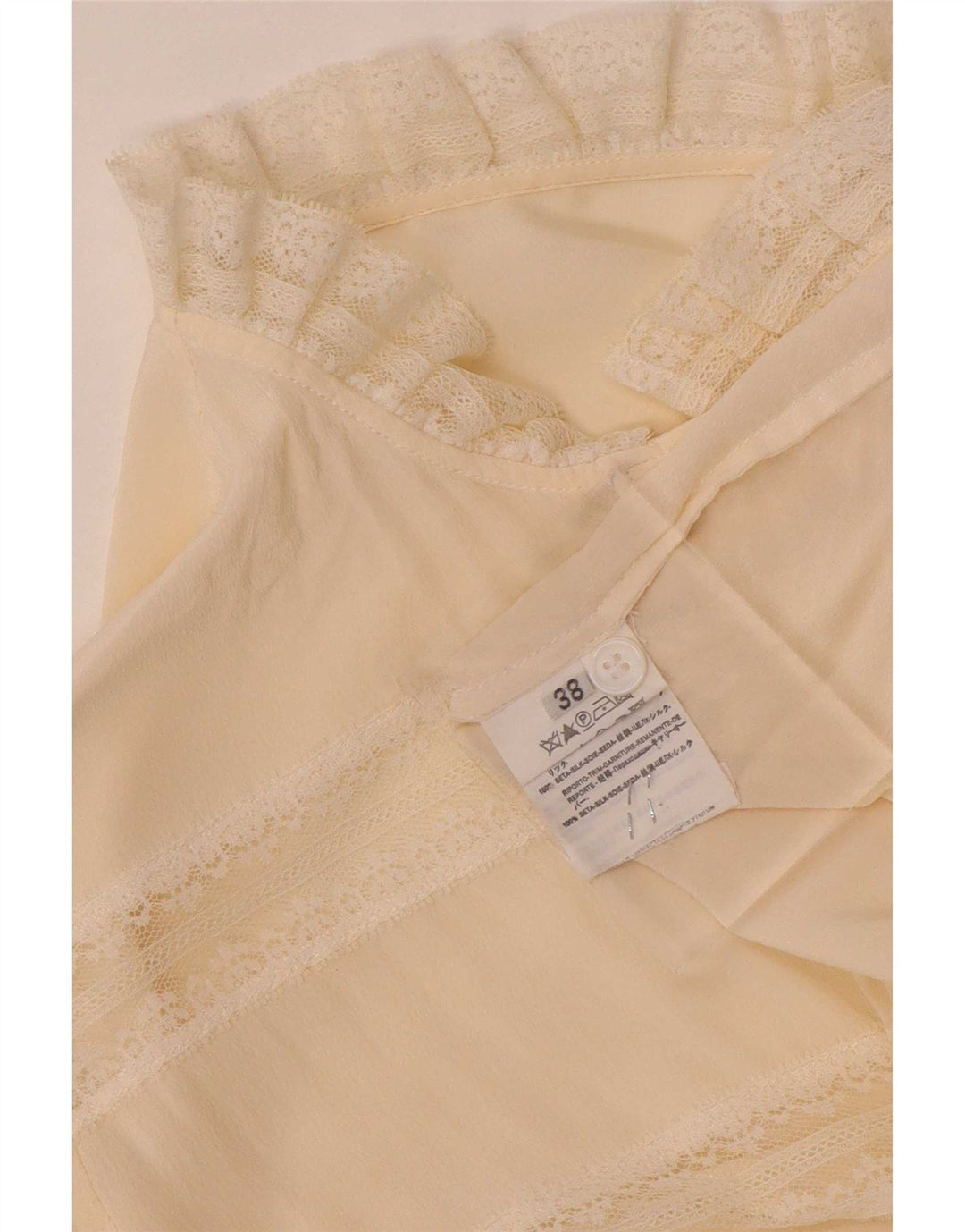 Vintage γυναικείο πουκάμισο μπλούζα EU 38 Medium Beige ριγέ μετάξι