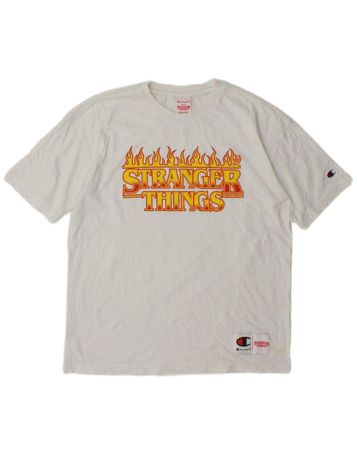 Champion Mens Stranger Things Graphic T-Shirt Top Medium White
