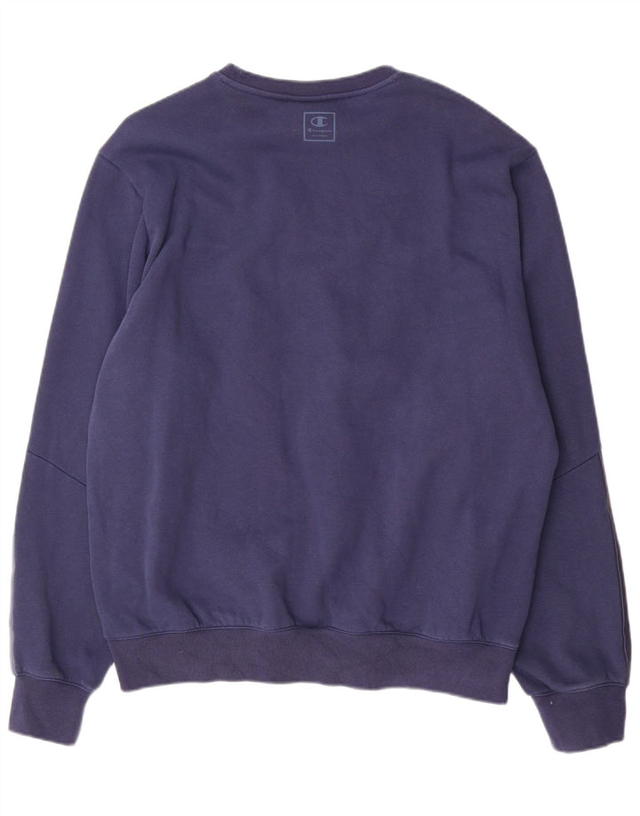 CHAMPION Ανδρικό γραφικό φούτερ Jumper Μεγάλο Navy Blue Colorblock Βαμβακερό