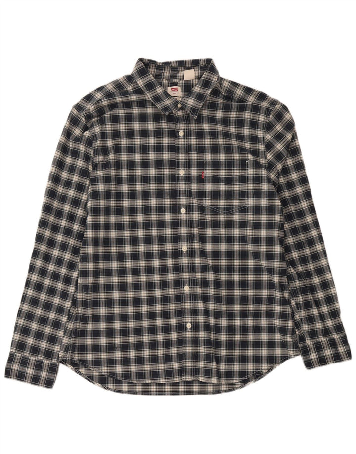 Ανδρικό πουκάμισο Levi's Slim 2XL Navy Blue Check Cotton