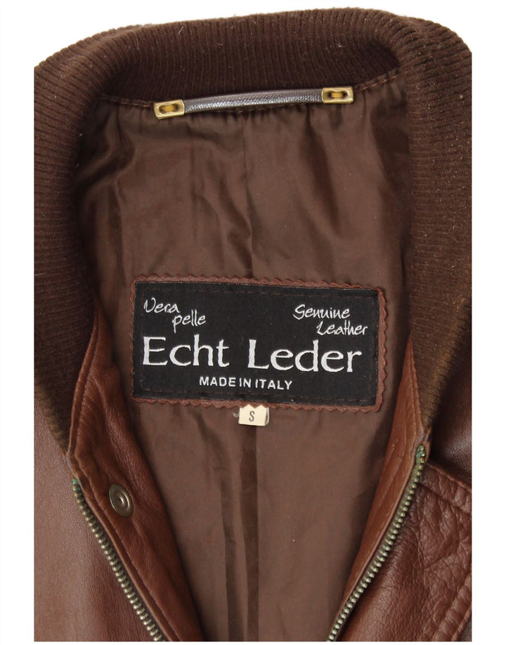 VINTAGE Ανδρικό Δερμάτινο Μπουφάν UK 36 Small Brown Δερμάτινο