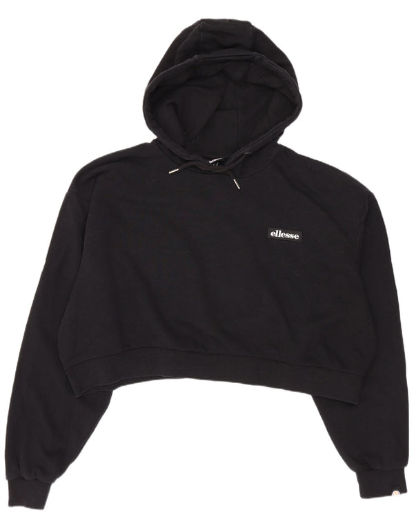 Ellesse Γυναικείο Μπλουζάκι με κουκούλα μεγάλου μεγέθους Crop UK 10 Small μαύρο βαμβακερό
