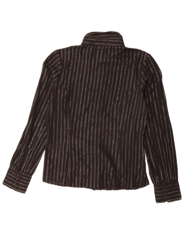 Carrera Womens Shirt UK 14 Medium Black Striped Cotton