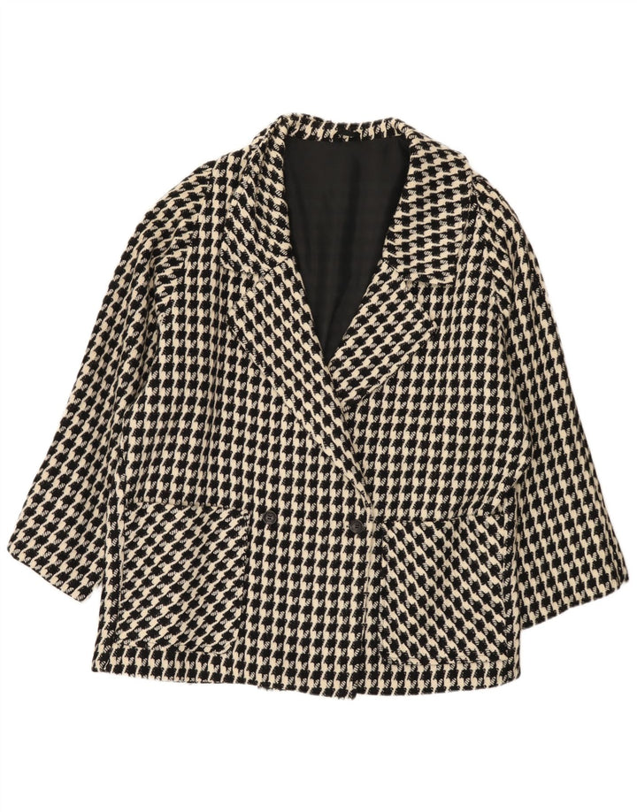 VINTAGE Γυναικείο Μπουφάν σακάκι UK 20 2XL Μαύρο Houndstooth
