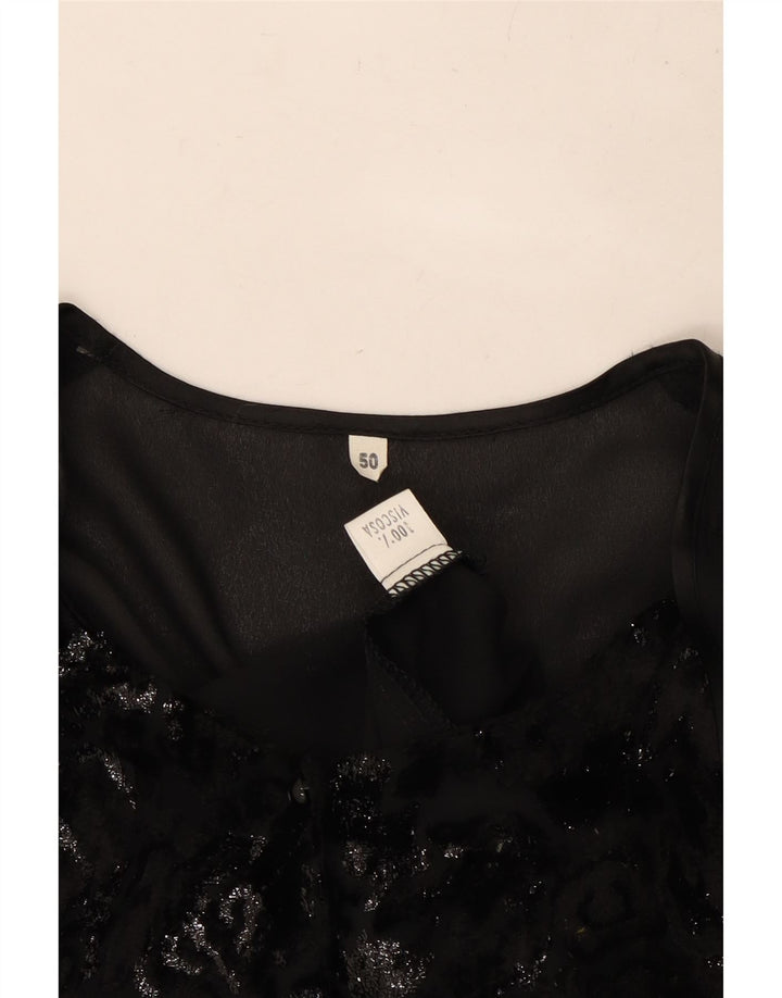 Γυναικείο πουκάμισο VINTAGE Μπλούζα IT 50 XL Μαύρη βισκόζη