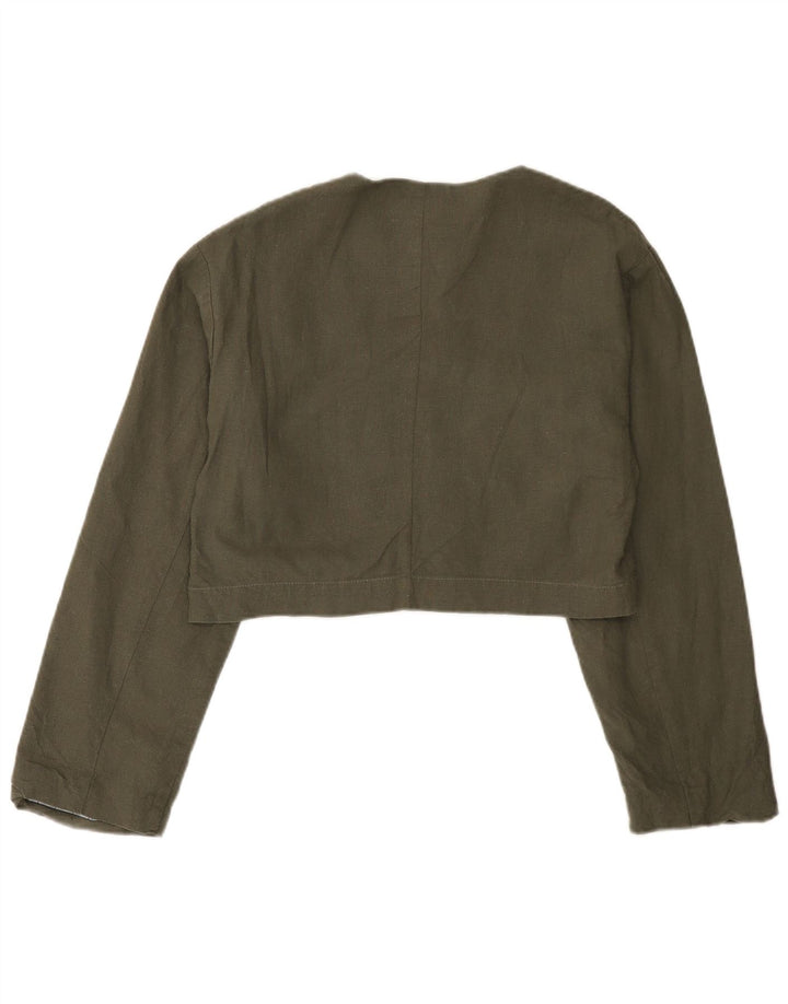Zara Γυναικείο μπουφάν Bolero Oversized UK 10 Μικρό Χακί Λινό