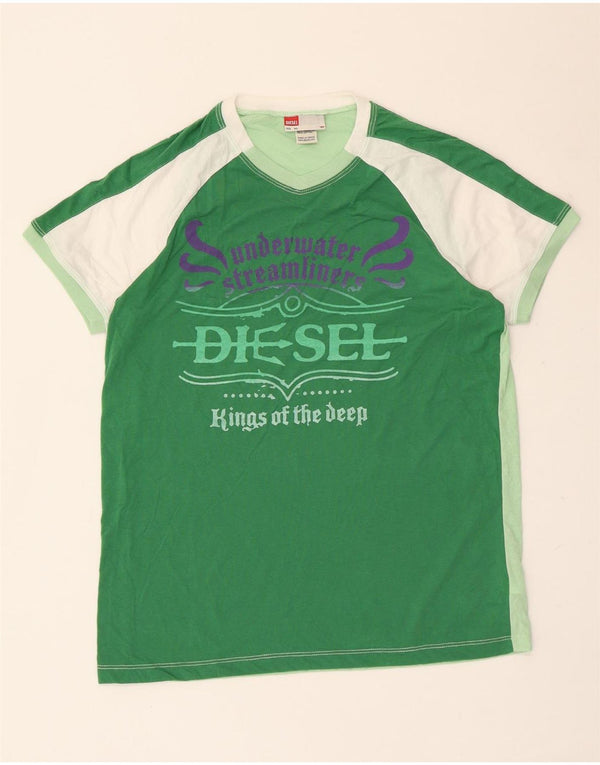 Γυναικείο γραφικό μπλουζάκι Diesel Top UK 20 2XL Green Colourblock Πολυεστέρας