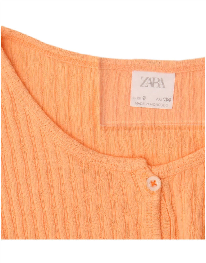 Zara Girls Short Sleeve Crop Top 8-9 Years Πορτοκαλί