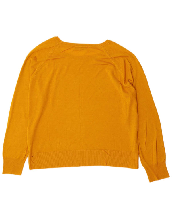 Zara Γυναικείο πουλόβερ με λαιμόκοψη UK 16 Large Yellow