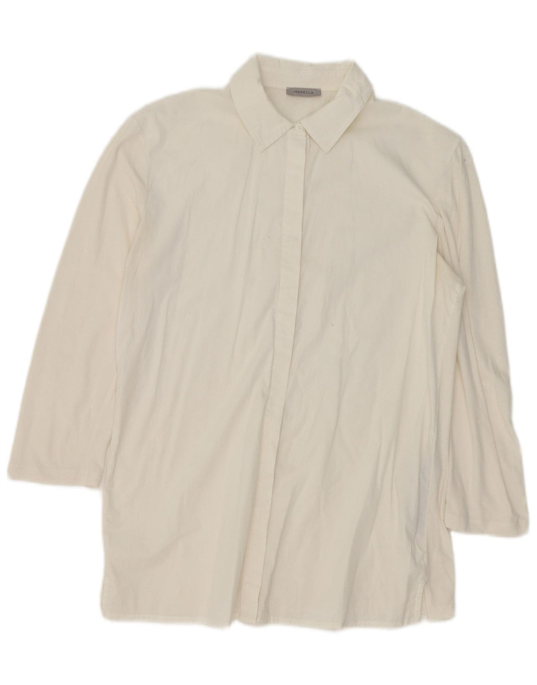 Marella Γυναικείο πουκάμισο Longline Μπλούζα UK 16 Large Off White Βαμβακερό