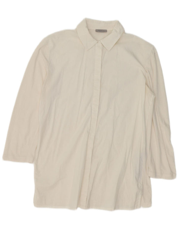 Marella Γυναικείο πουκάμισο Longline Μπλούζα UK 16 Large Off White Βαμβακερό