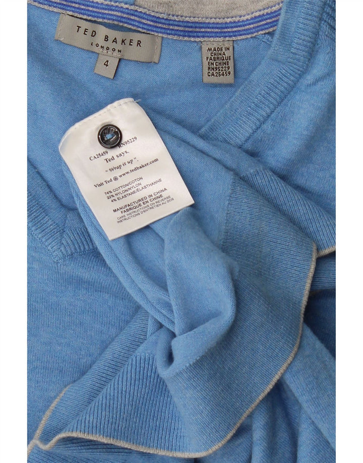 TED BAKER Ανδρικό πουλόβερ πουλόβερ με λαιμόκοψη μεγέθους 4 Μεγάλο μπλε βαμβακερό