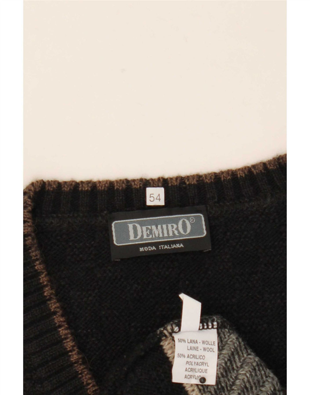 Demiro Ανδρικό πουλόβερ με λαιμόκοψη IT 54 XL πολύχρωμο γεωμετρικό μαλλί