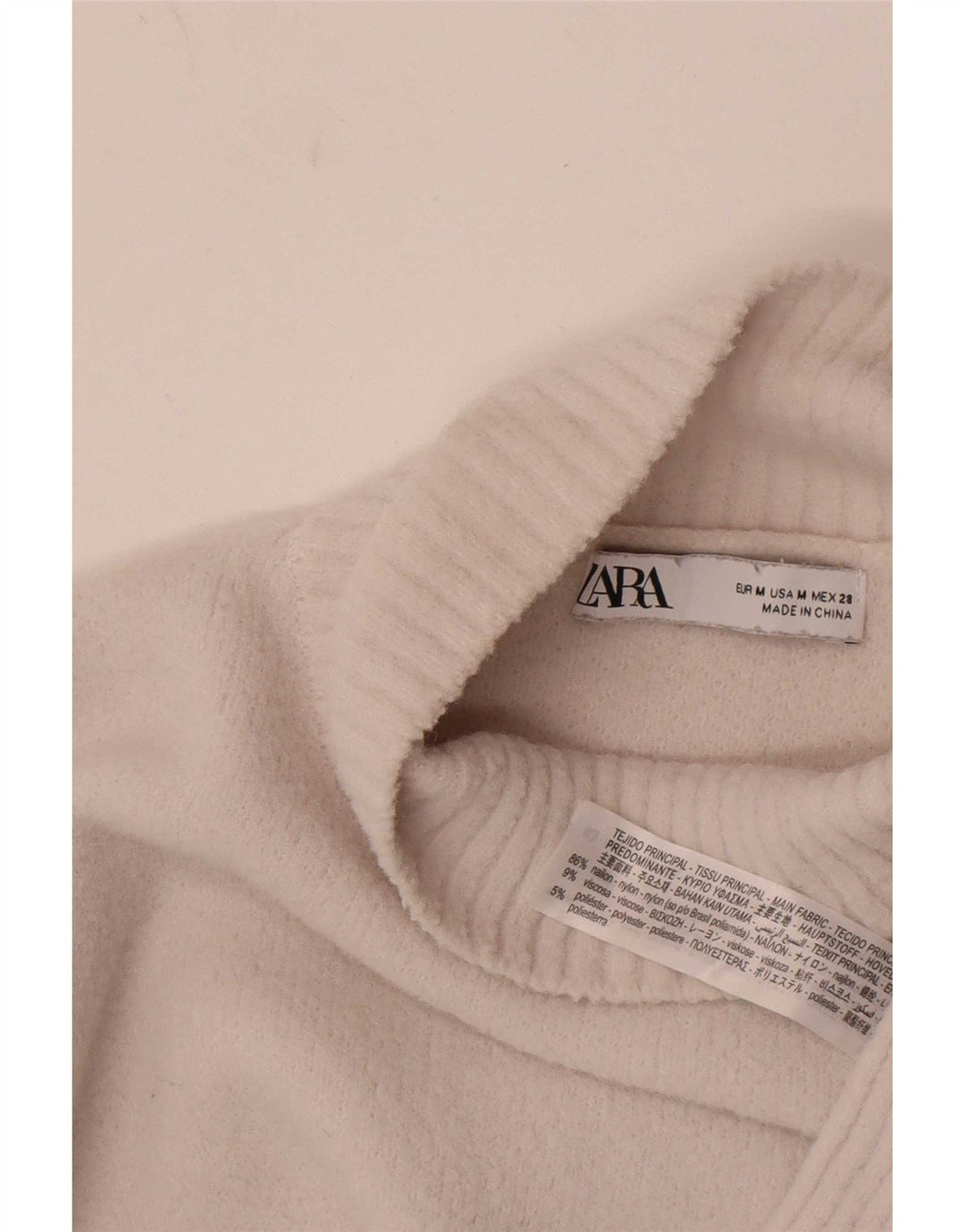 Zara γυναικείο πουλόβερ με λαιμόκοψη χελώνας UK 12 μεσαίο λευκό νάιλον