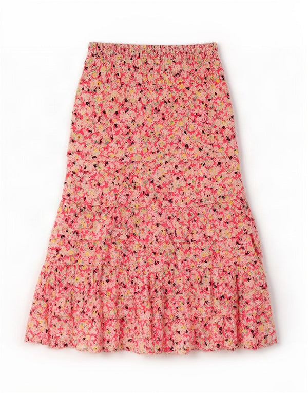 Marks & Spencer Γυναικεία φούστα σε λίγη UK 10 Small W28 Ροζ φλοράλ βαμβακερή