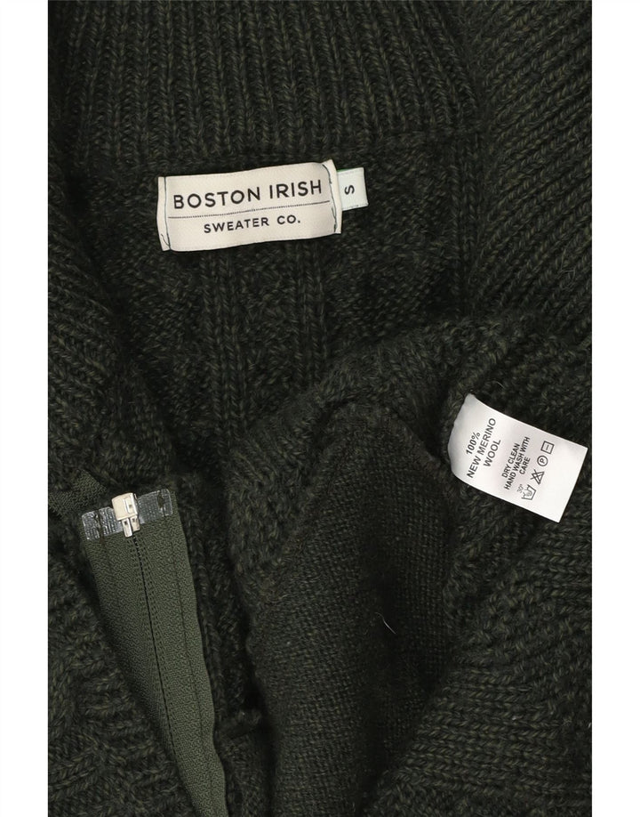 BOSTON IRISH Γυναικείο πουλόβερ ζακέτα UK 10 Small Green Merino Wool