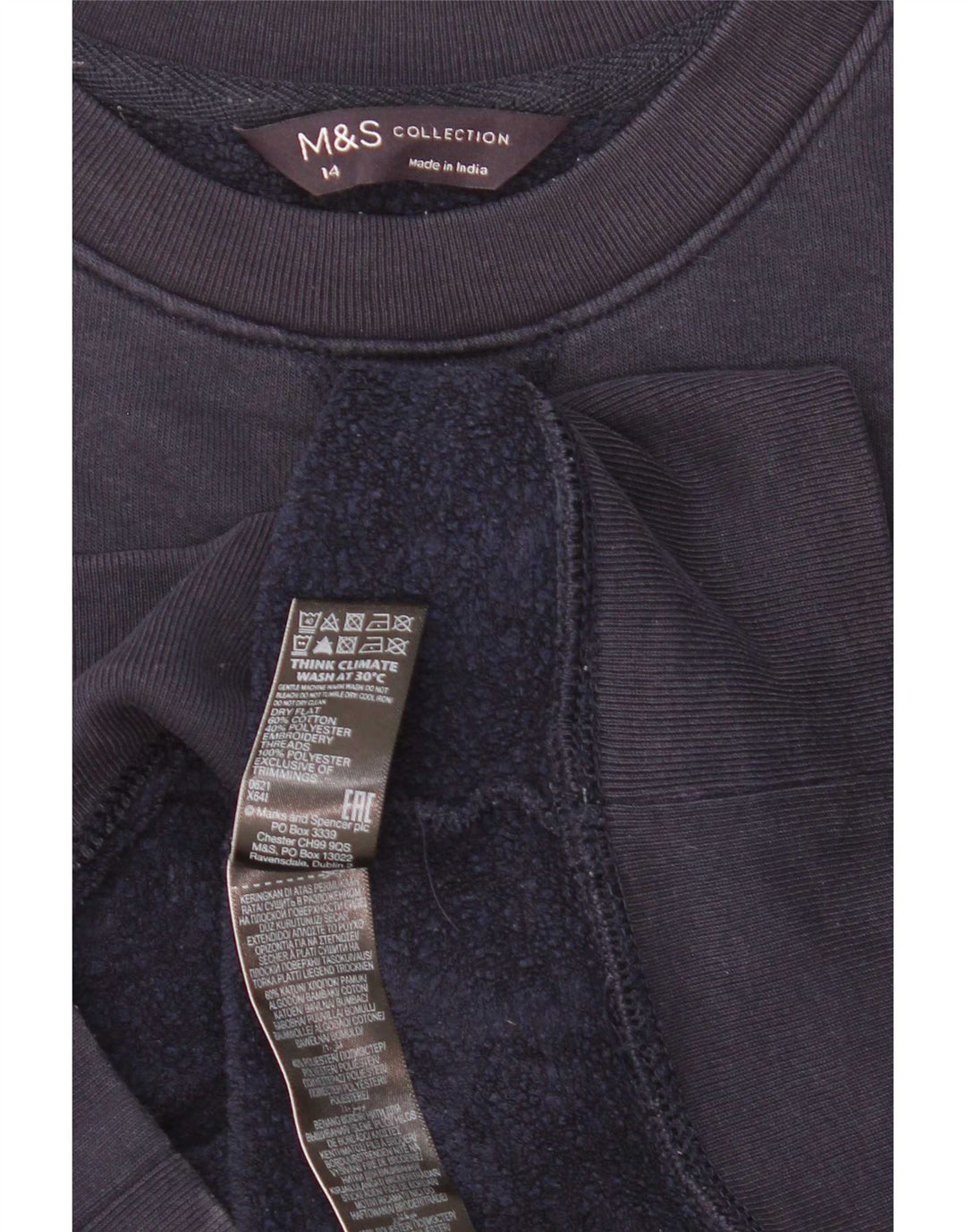 Marks & Spencer Γυναικεία γραφική φούτερ Jumper UK 14 Large Navy Blue