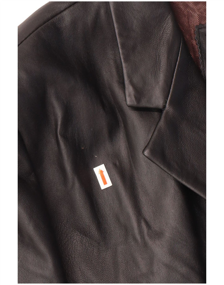 VINTAGE Mens 3 Button Leather Blazer Jacket IT 52 XL Black Leather