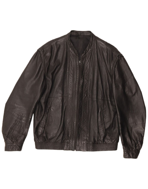 Vintage Mens Leather Jacket IT 46 Small Black Leather