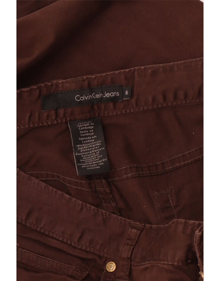CALVIN KLEIN Γυναικείο ίσιο παντελόνι Capri US 16 2XL W36 L22 Καφέ βαμβακερό