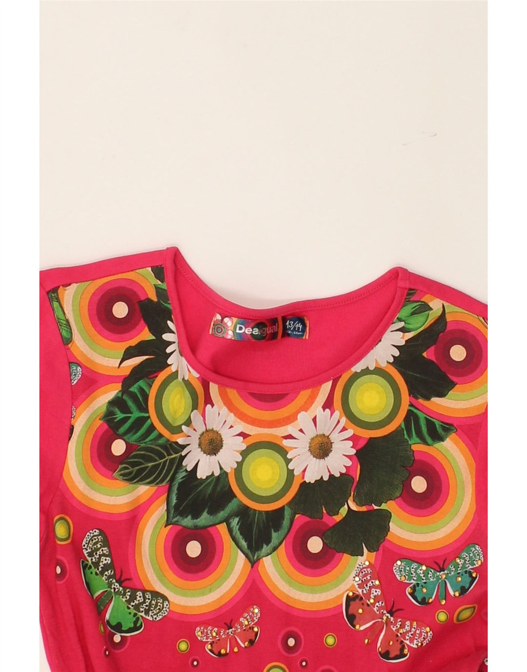 DESIGUAL Girls A-Line Dress 13-14 Years Pink Floral | Vintage Desigual | Thrift | Second-Hand Desigual | Used Clothing | Messina Hembry 