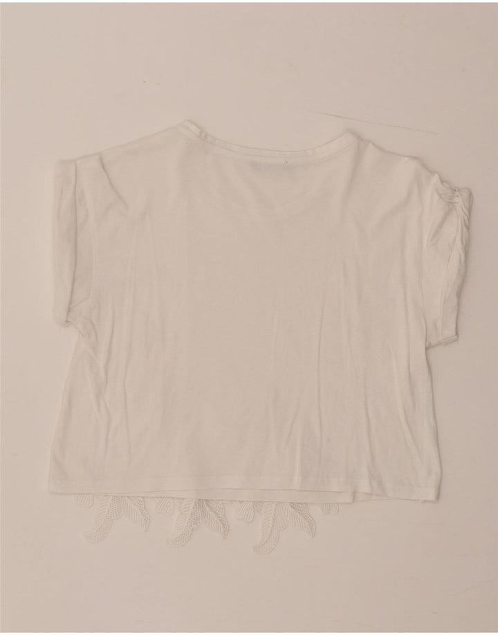 Zara Γυναικεία Μπλούζα Crop Top UK 12 Medium White Floral