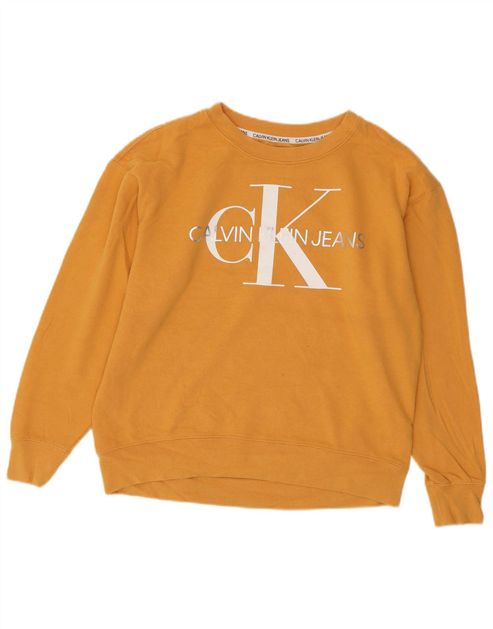 Calvin Klein Jeans Γυναικεία φούτερ υπερμεγέθη Jumper UK 10 Small Yellow