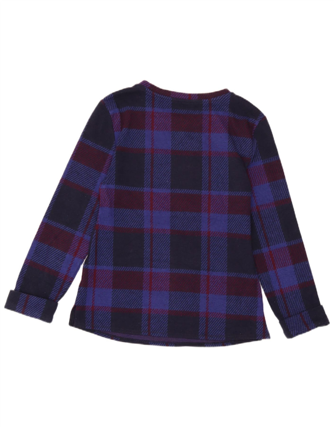 Marks & Spencer Γυναικείο τοπ μακρυμάνικο UK 6 XS Navy Blue Check Polyester