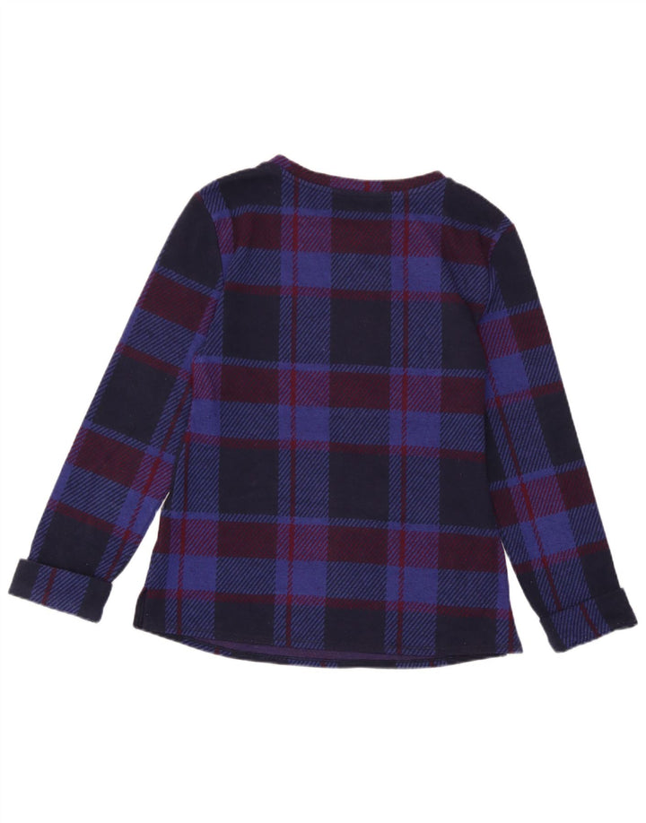 Marks & Spencer Γυναικείο τοπ μακρυμάνικο UK 6 XS Navy Blue Check Polyester