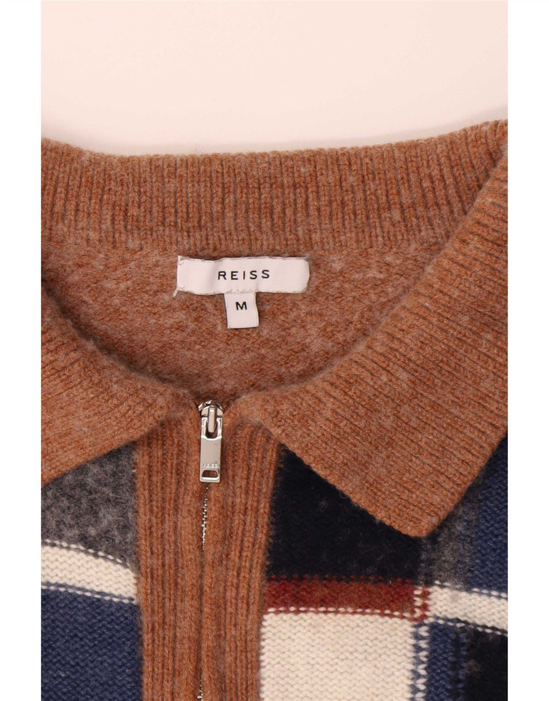 Γυναικείο πουλόβερ με φερμουάρ Reiss UK 14 Μεσαίο καφέ γεωμετρικό